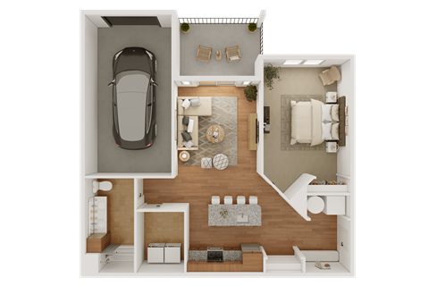 Floor plan for 1 bed, 1 bath, 856 sqft